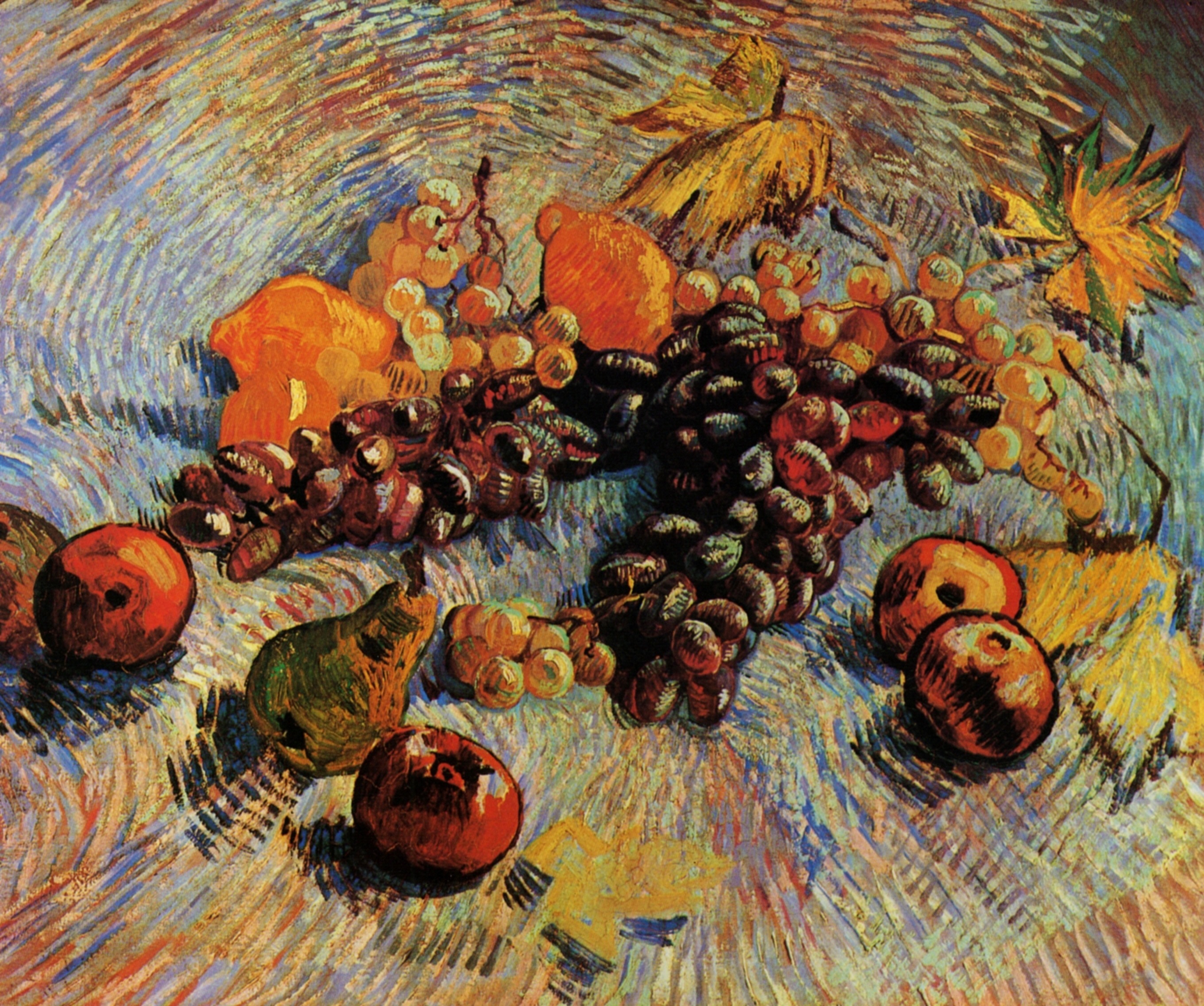 Картина Ван Гога Натюрморт с яблоками, грушами, лимонами и виноградом 1887